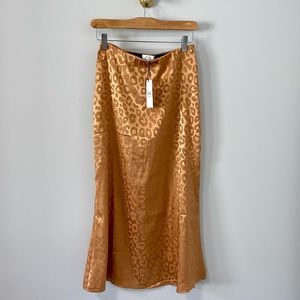 NWT Brown Leopard Midi Skirt